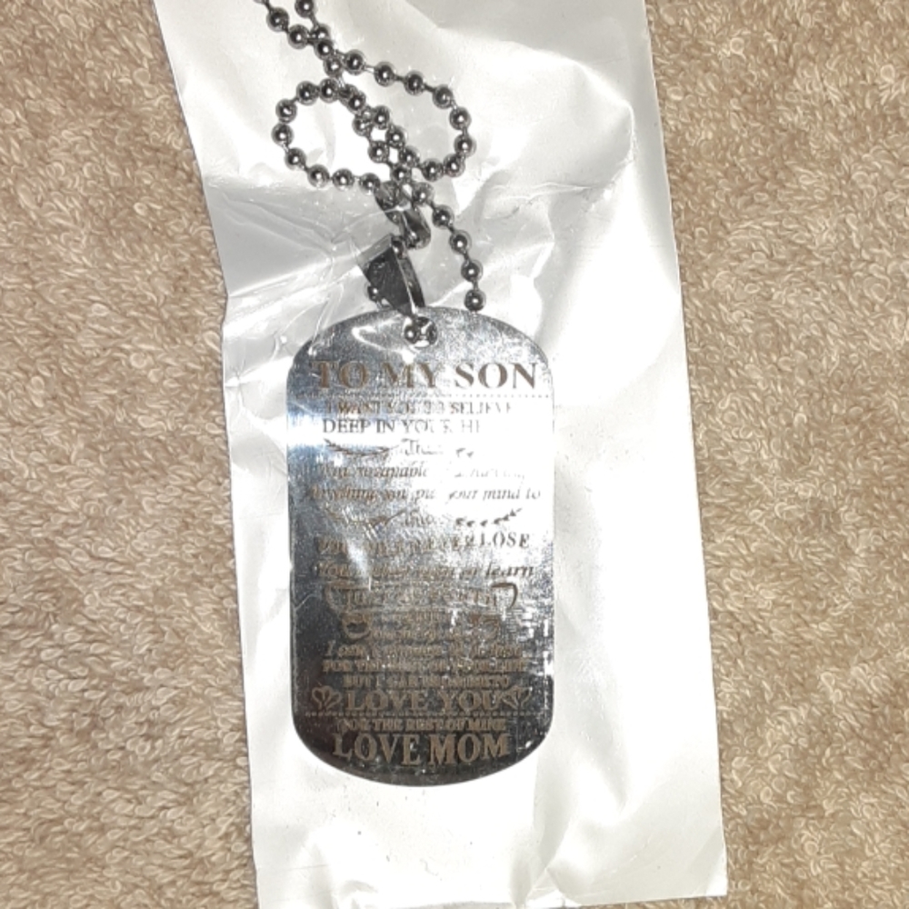 "To My Son" Poem/QUOTE Dog Tag Necklace